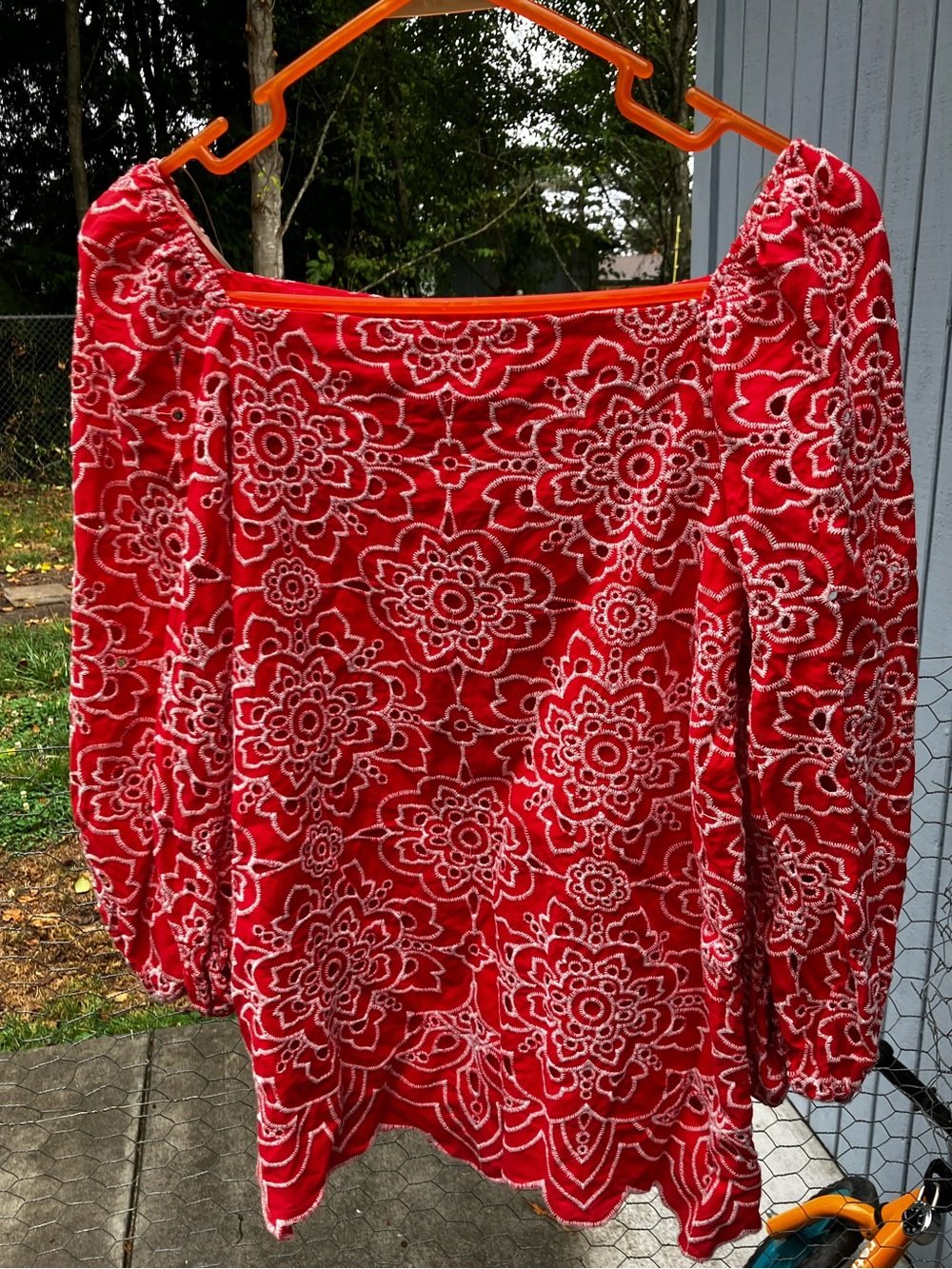 Trina Turk Salmon Lace Embroidered Peasant Blouse